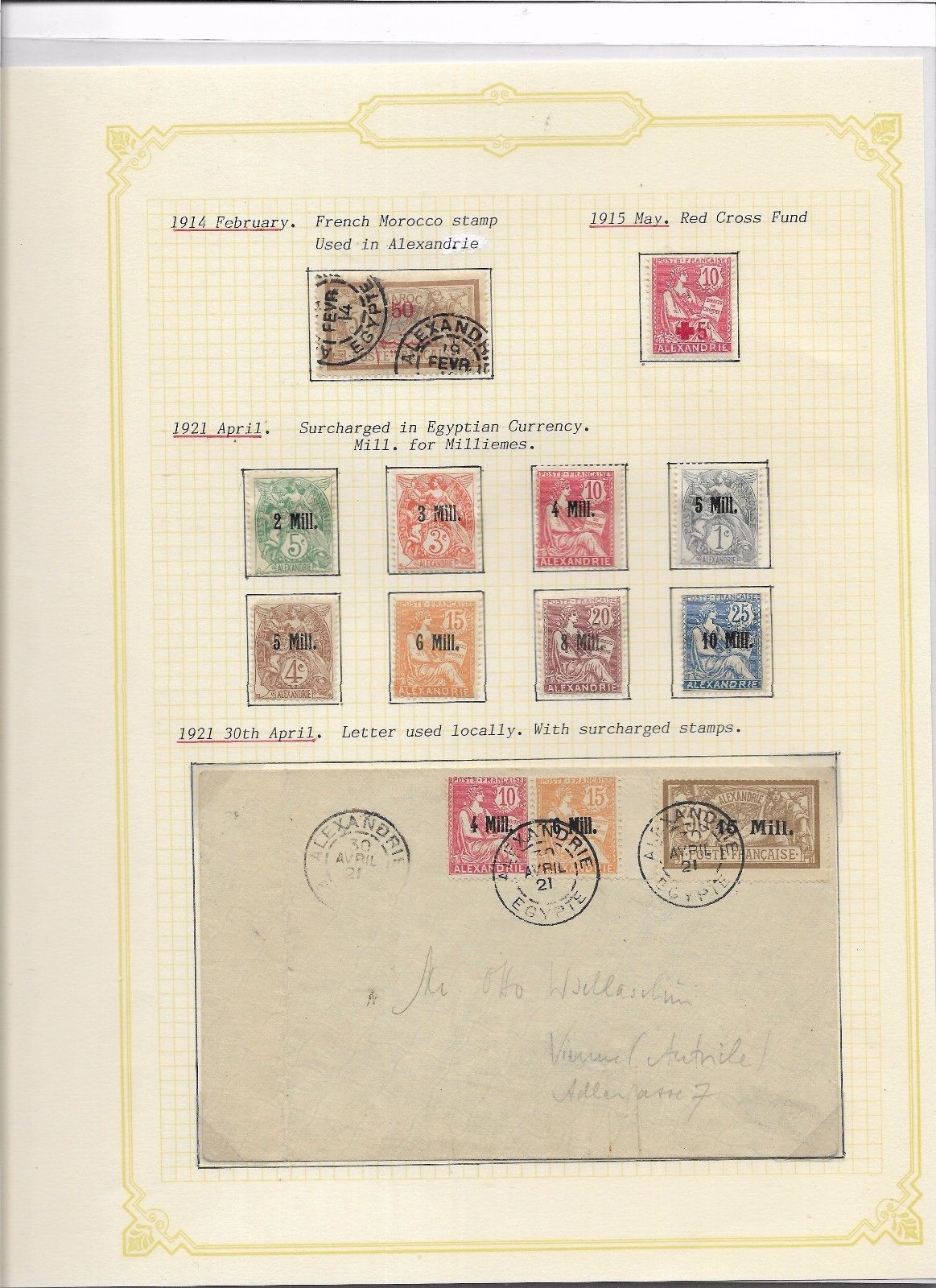 French Post Offices in Egypt  Alexandria 16  40 61  73 etc 32370a