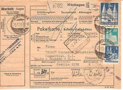  Germany 1950 Packet Card Wurtingen To Quito Ecuador