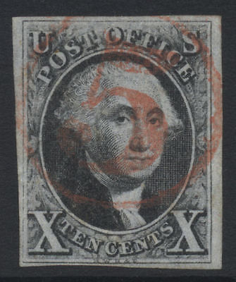 US 1847 Imperf Used 10c Sc 2 Cat 1050