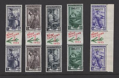 Italy Trieste 1953 AMG  FTT Natale Triestino Gutter Pairs  Rare