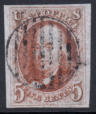 US 1847 Imperf Used 5c Sc 1c Cat 9500