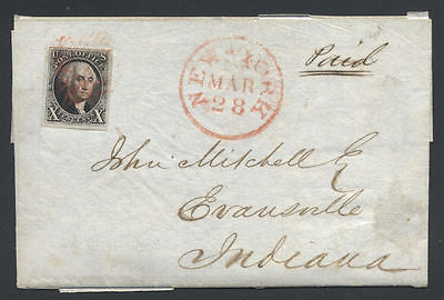 US 10c Imperf 1847 Sc 2 Cover Cat value 1150