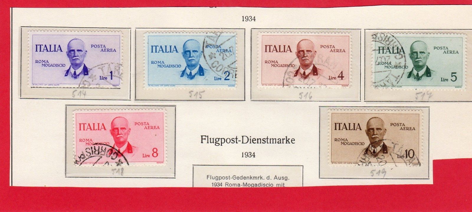 ITALYITALIA1934 VOLO FLIGHT AIR SET USED CATALOGUE 2750 EUROS IN SASSONE 2014