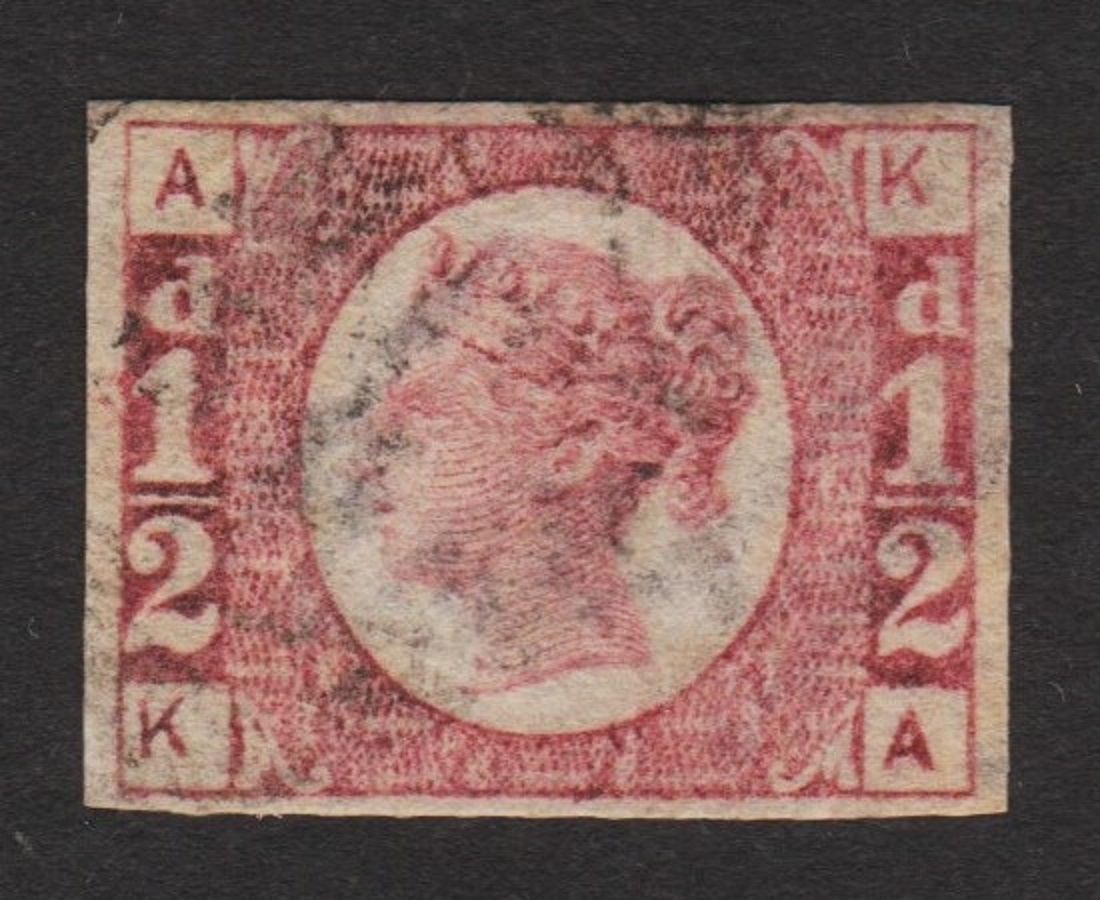 GB QV 1870 12d rose Bantam IMPERF KA SG49a Light cancel good margins Rare