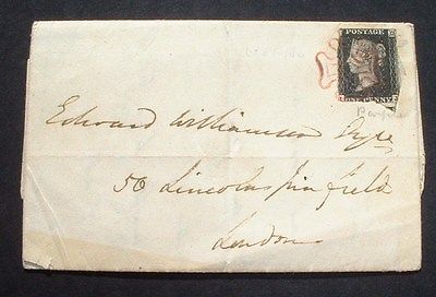 Rare 10th Dec 1840 GB 1d Penny Black Cover Red Maltese  Deal Kent  NO RESERVE