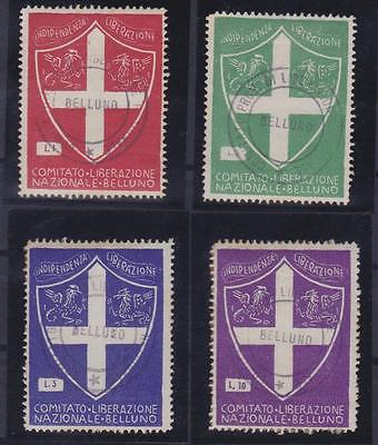 ITALY LOCAL ISSUES CLN 1945 Belluno set 4v precancelled violet cancel G81151