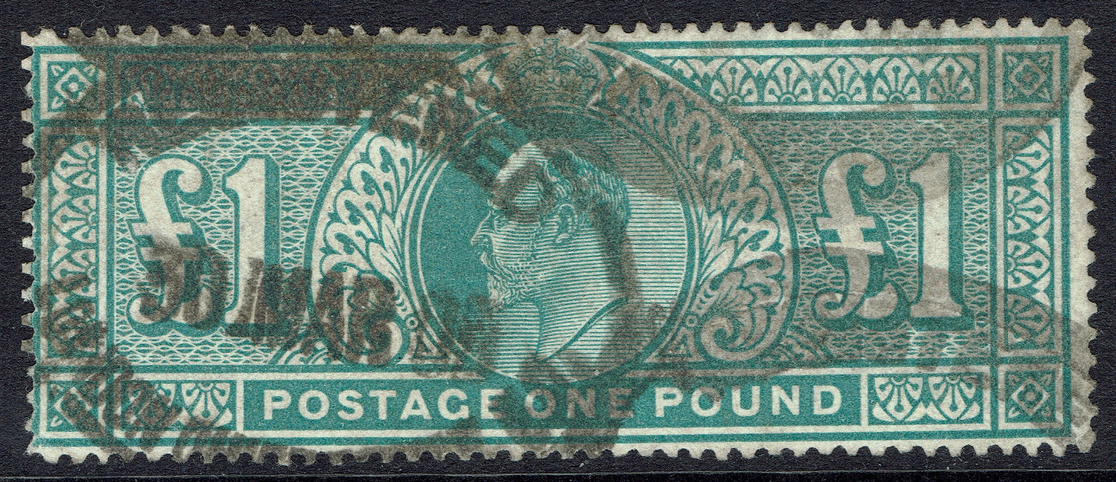 GB KEVII SG266  1 DULL BLUE GREEN  DE LA RUE  FINE USED  Sc 142