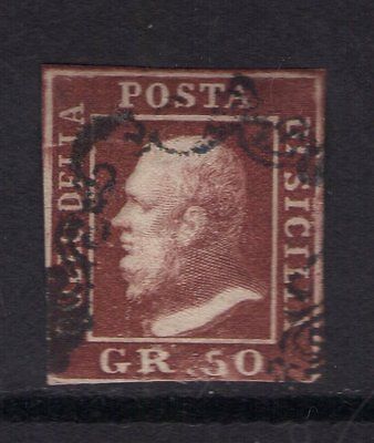 1859 Regno Sicilia   50 grana  Used Siglato Colla Italy Italien Italie Italia