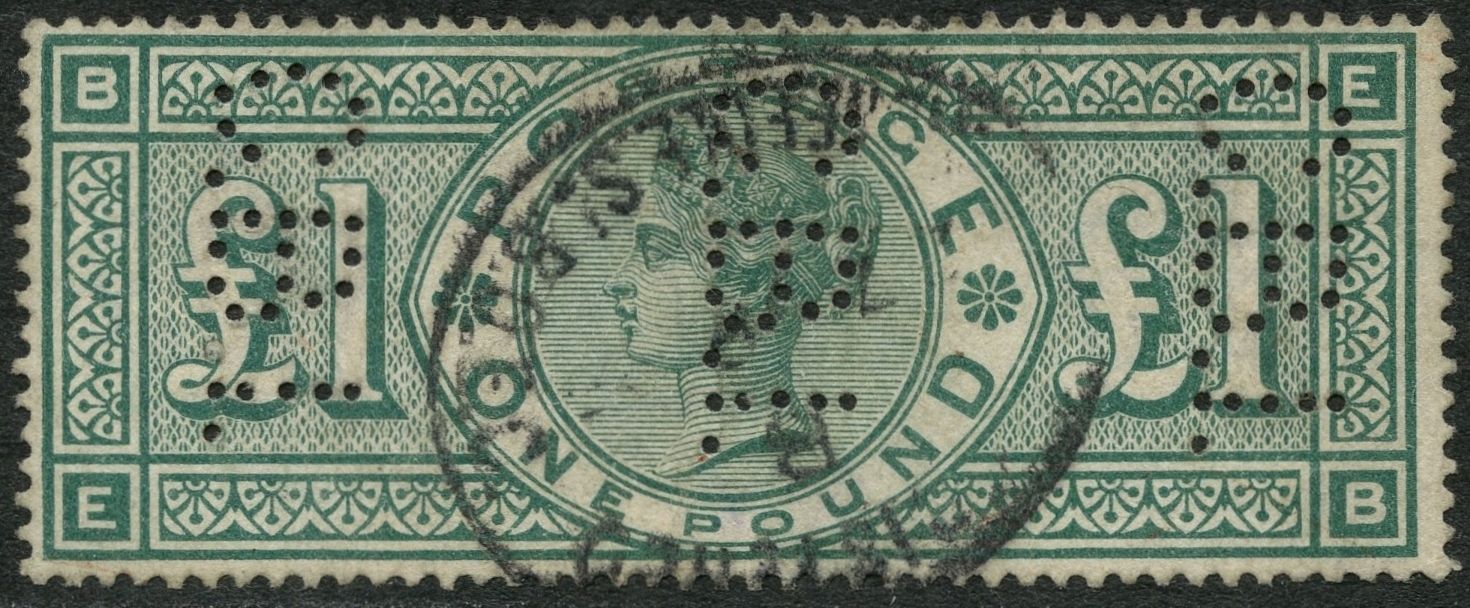 SG 212 GB QV 1 Green Fine Used Perfin Ref A416