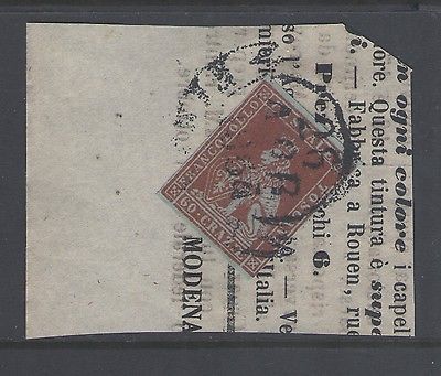 1851 Regno Toscana  60 crazie frammento used   Italy Italien Italie Italia 