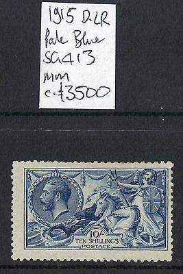 160 GB GV 1915 De La Rue 10s pale blue Sea Horses SG413 MM c3500 Seahorses