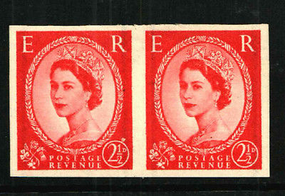 QEII 1957 SG585 2 12d Wilding graphite NPM Imprimatur imperforate pair NMH