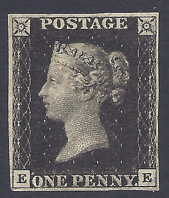 Sg 1 1d Penny Black plate 9 Lettered EE SUPERB UNUSED with 4 Margins