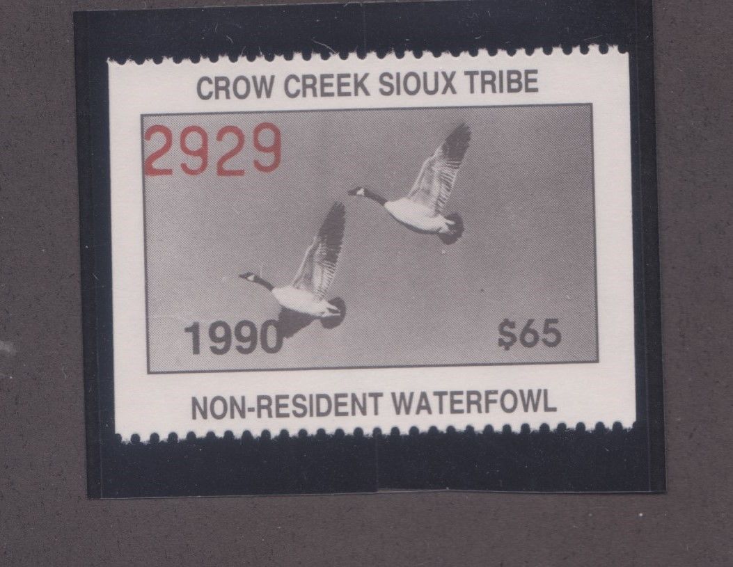 US Indian Reservation Duck Stamp 10 1990 65 Crow Creek Souix Tribe Waterfowl 