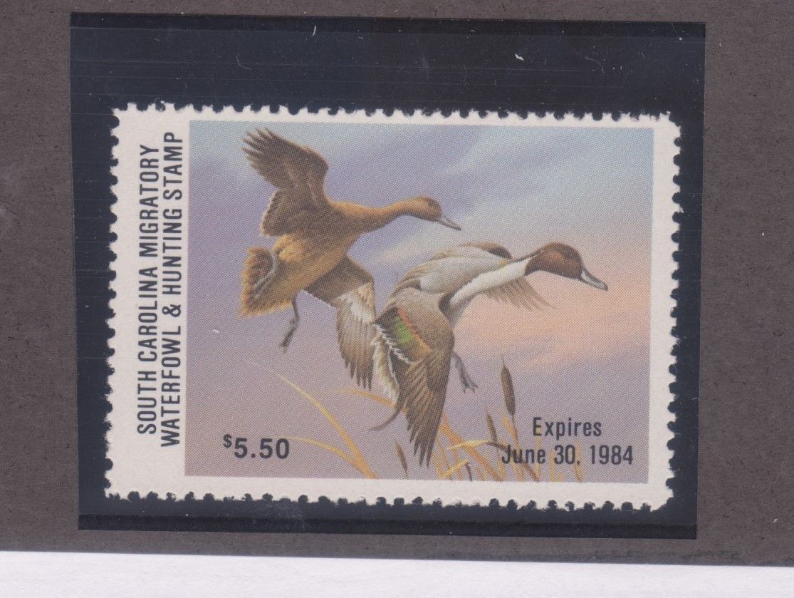 US South Carolina 3a serial number on back 550 State Duck 1983 Pintails nh vf