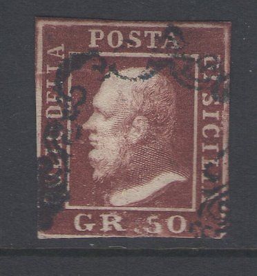 1859 Regno Sicilia   50 grana   Used firmato Colla Italy Italien Italie Italia