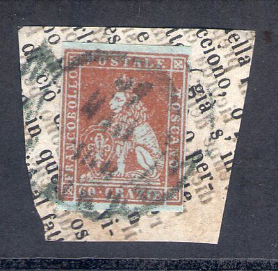 1851 Regno Toscana  60 crazie frammento used   Italy Italien Italie Italia 