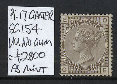 133 GB QV 1881 4d greybrown plate 17 Garter SG154 UU no gum c2800 as mint OE