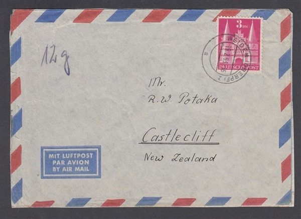 GERMANY 1953 AIRMAIL COVER TO NEW ZEALAND