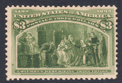 US 1893 Columbian 3 YellowGreen 243 Mint NH Cat val 4750