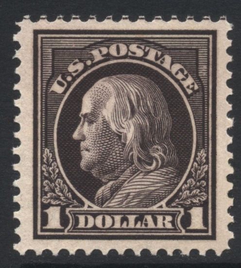 US 1912 Franklin 1 VioletBrown 423 Mint NH Cat val 1000