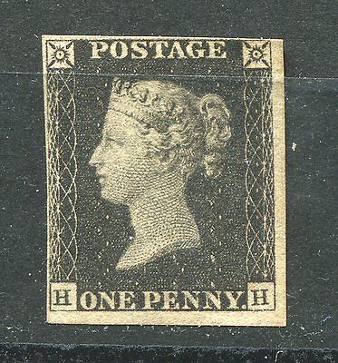 GB  1840 QV 1d black  HH Plate 1A MINT NG 4 margins VERY FINE