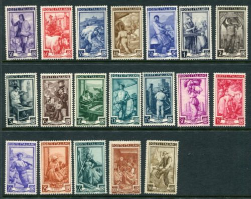 ITALY 1950 PROFESSIONS MNH Set to 200L 19 Stamps cat EURO 260