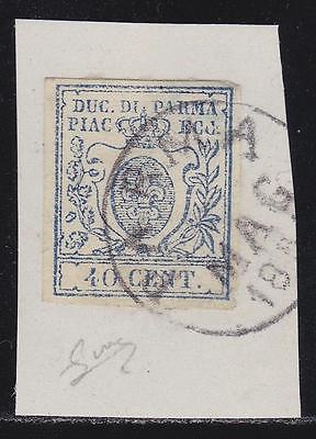 ITALIAN STATES PARMA 195759  40c used on piece  Signed Diena G74799