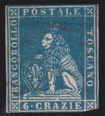 ITALIAN STATES TUSCANY 1857 Lion 6 crazie II issue with gum  Signed  G81976