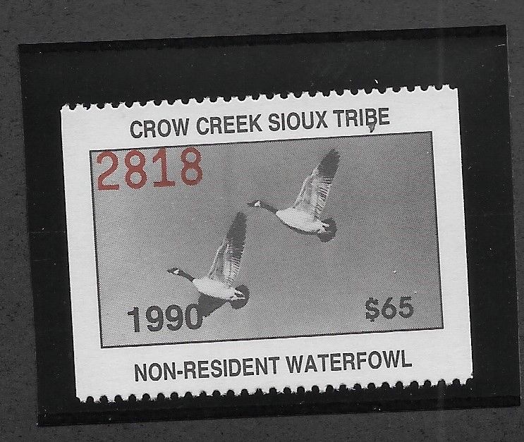 US Indian Reservation Duck Stamp 10 1990 65 Crow Creek Souix Tribe Waterfowl 