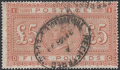 1882 SG137 5 ORANGE FINE USED LONDON REGISTERED OVAL CANCELLATION DC