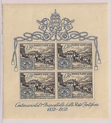 Vatican City  1952   Stamp Centenary     MNHVF    Ms 1