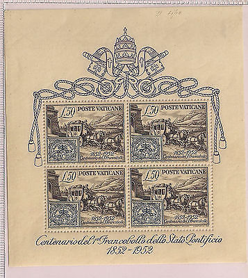 Vatican City  1952   Stamp Centenary     MNHVF    Ms 1