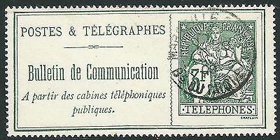 FRANCE 1900  TIMBRE TLPHONE TYPE CHAPELAIN  3 FrVERT  YT N 30 OBLITR