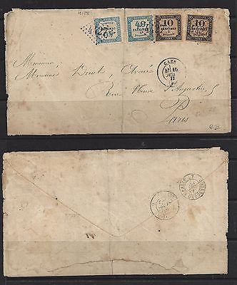 FRANCE Lettre TAXES 7 et TAXES 2 Oblitration LGC 4427 CAEN 