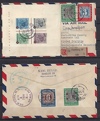 FRANCE RHEINLANDPFALZ  Bloc 1 sur Lettre 1950 HAMBURG