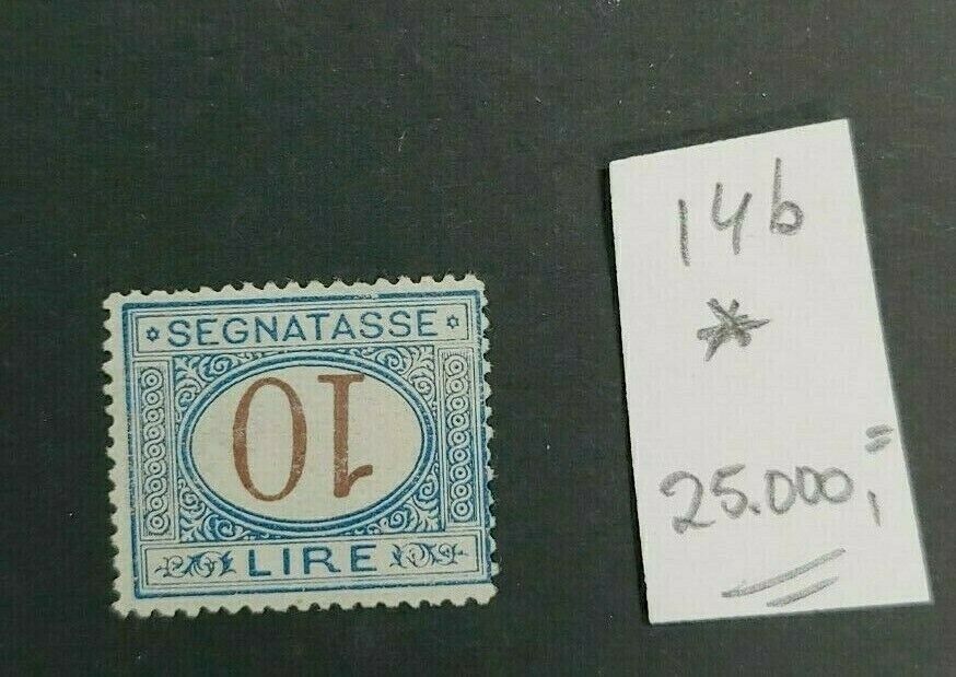 CLASSIC SEGNATASSE INVERSED 10 LIRE NR 14b VF MLH ITALY ITALIA  B36346 099