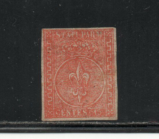 1853 ITALY PARMA SA 7 15c VERMIGLIO COLOR MINT CV 4680000