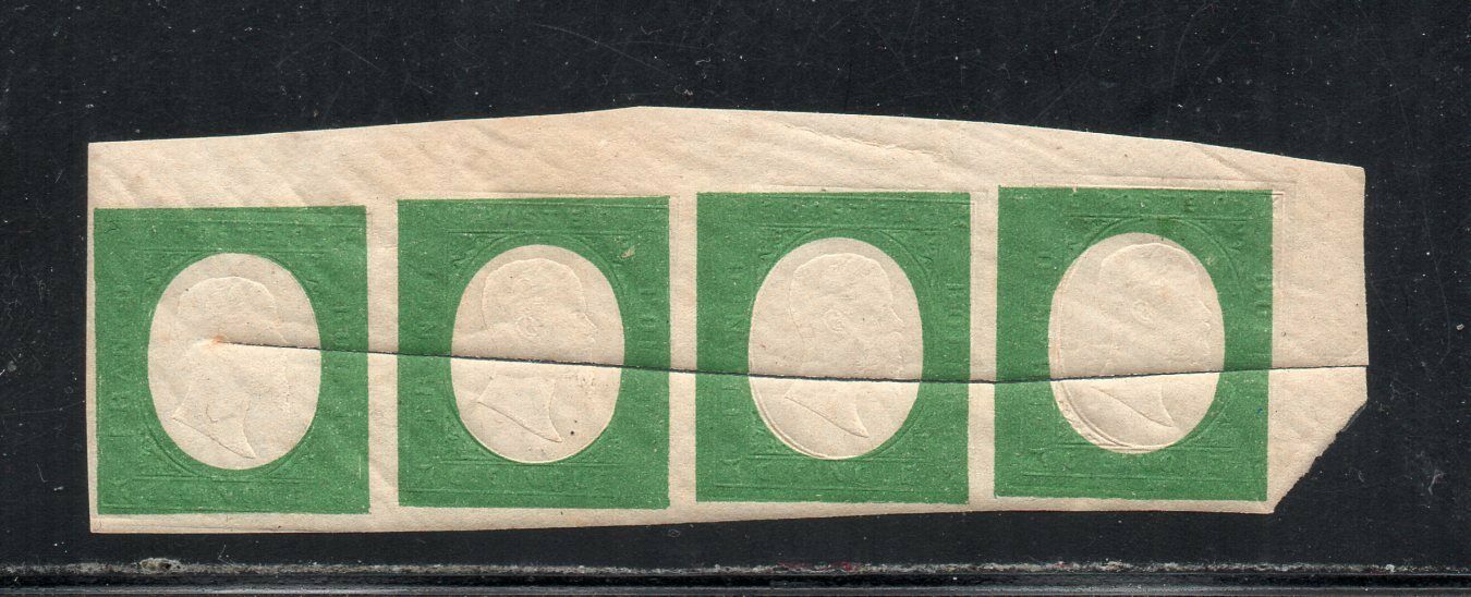 1854 ITALY SARDINIA SA 10 5c MNH SHEET BORDER STRIP OF 4 7000000