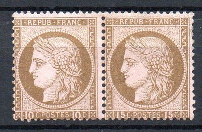 France n 55 e  erreur 15 tenant  10 sign Brun  certif  trs beau cote 13000