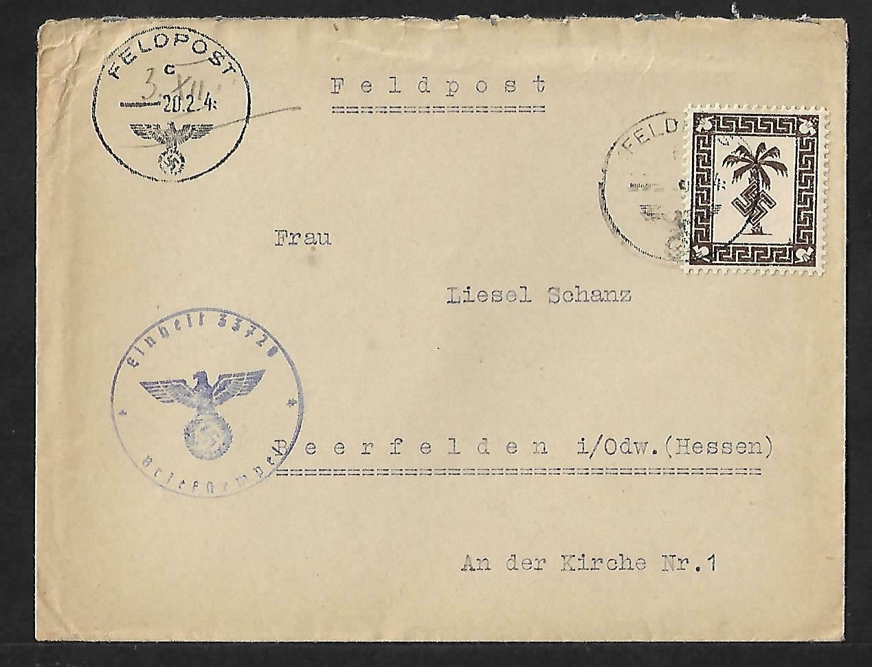 WW2 GERMANY OCCUPATION TUNISIA AFRIKA CORPS COVER 1941 RARE