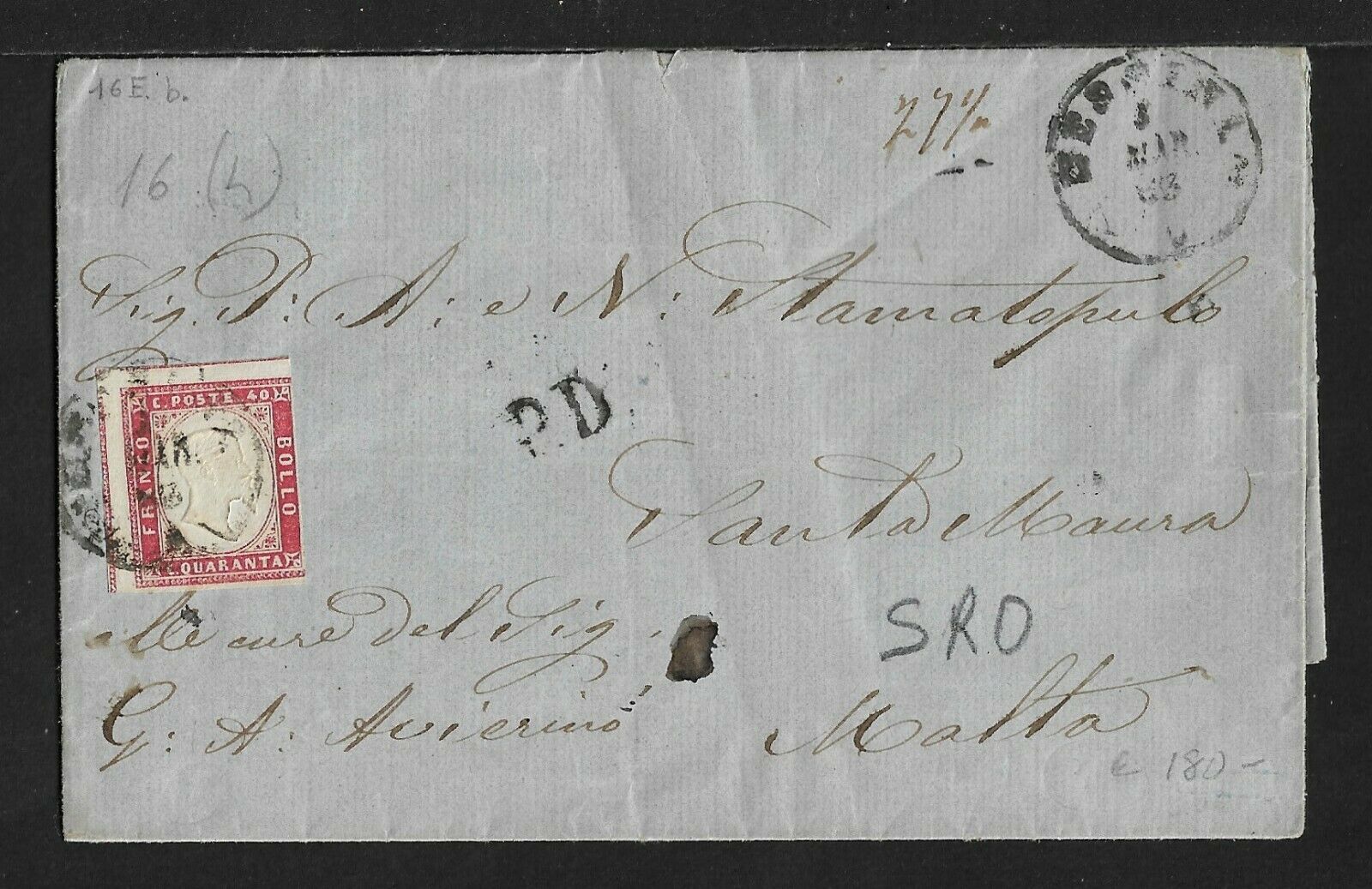 ITALY SaS1 ON COVER 1863 CV900