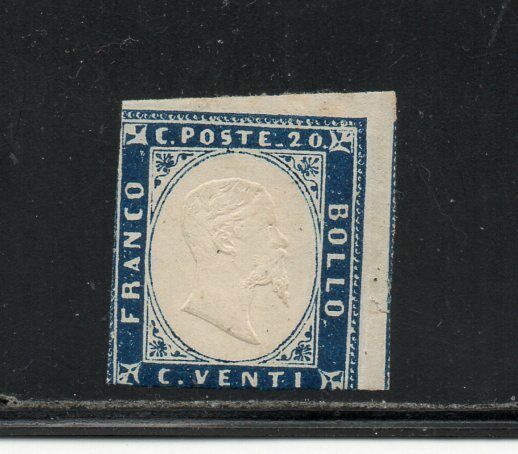 1857 ITALY SARDINIA SA 15Aa 20c AZZURRO OLTREMARE MINT 822500