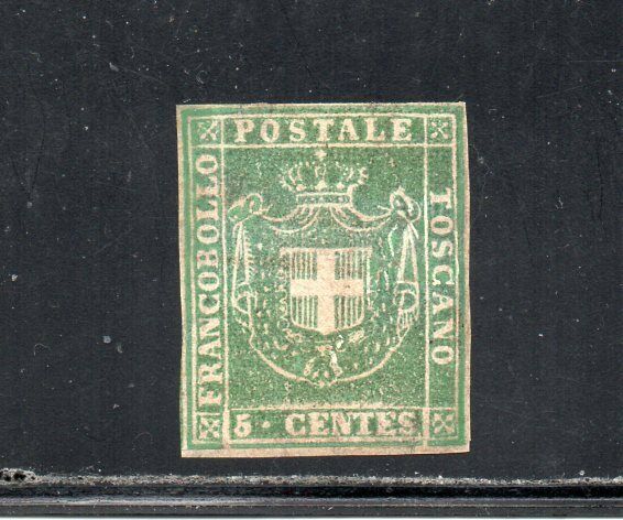 1860 ITALY TUSCANY SA 18 5c GREEN COLOR MINT CV 4060000 RARITY 
