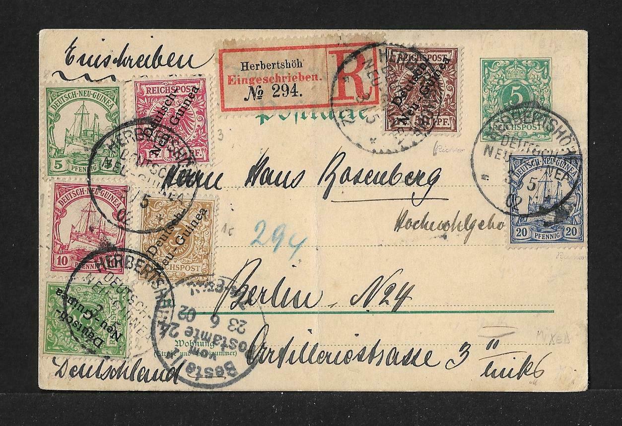 GERMAN NEW GUINEA TO GERMANY MIXED COVER 1902 RARITY