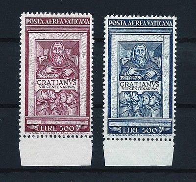 Vatican City 1951 air mail set Michel 185186 MNH OG margin