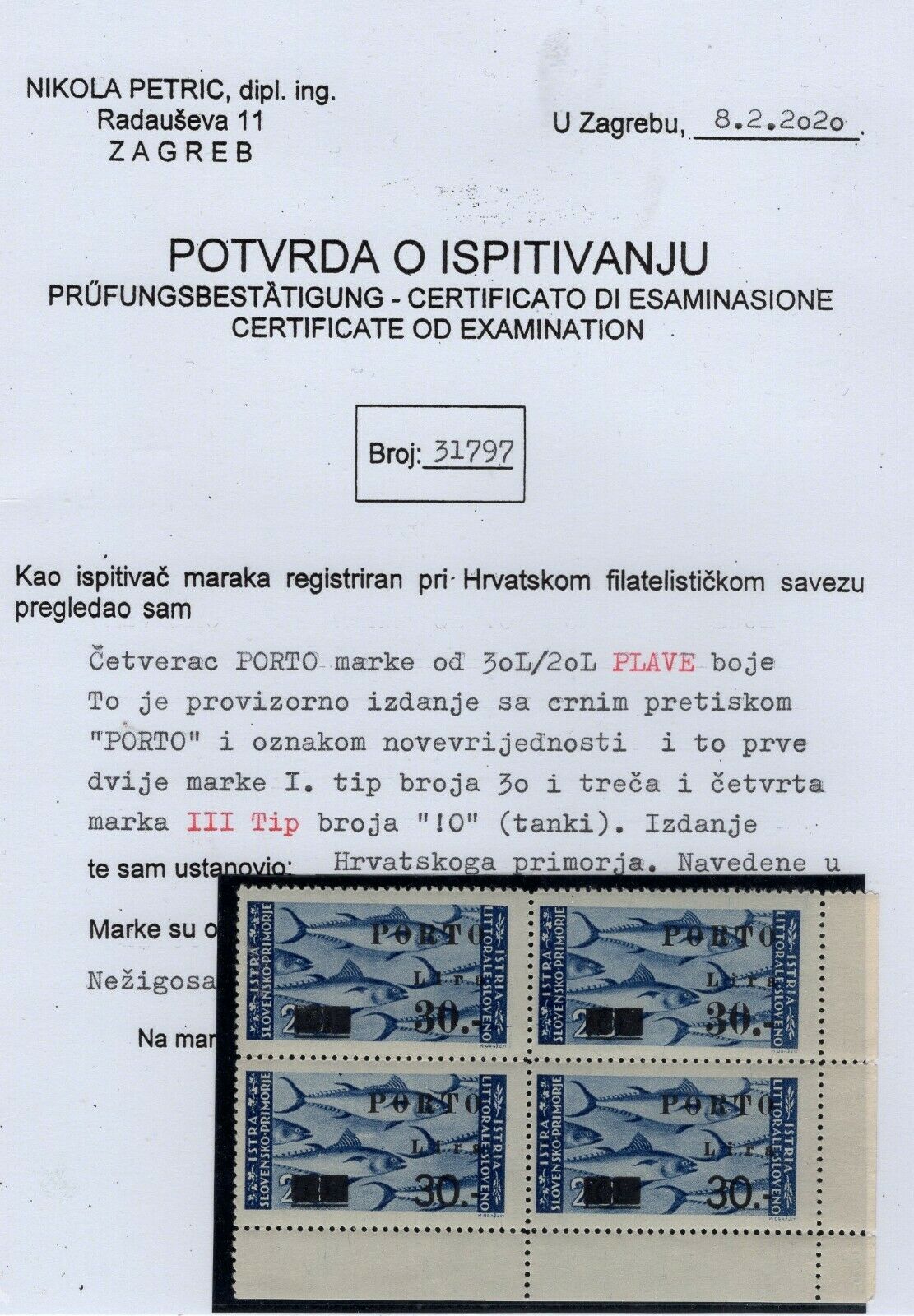 Italy Croatia Yugoslavia Istria  18 a  18b in quarter  3310 eur in Sassone