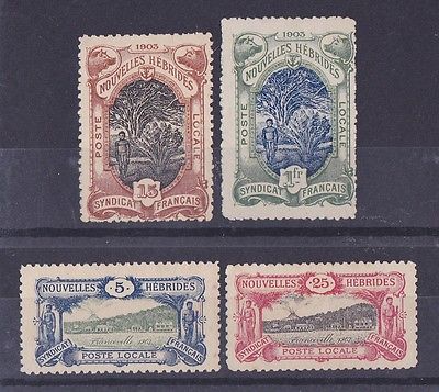 FRANCE NEW HEBRIDES 1903 Local Post Syndicat Francais set 5c  1Fr SCARCE