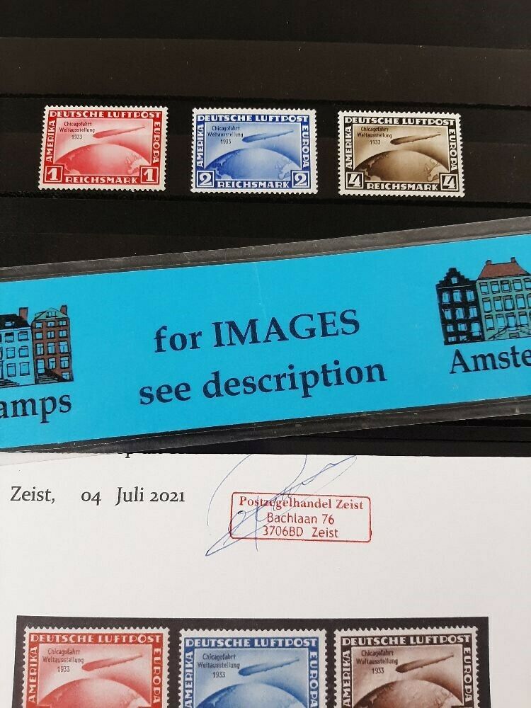 Germany Reich 1933 Chicagofahrt very fine MNH signed  certificate set TOP