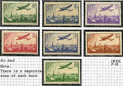 France  1936 Airmail Set Mint Most Lightly Hinged Each Back Has Been Scanned